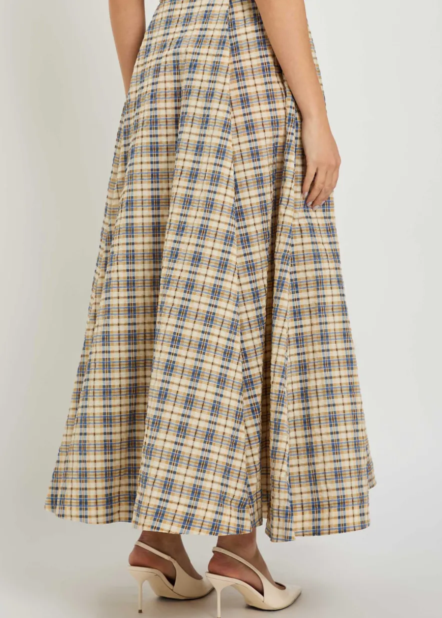 Kennedy plaid seersucker maxi skirt