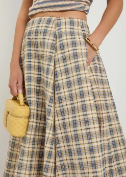 Kennedy plaid seersucker maxi skirt