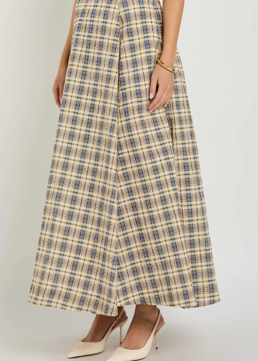 Kennedy plaid seersucker maxi skirt
