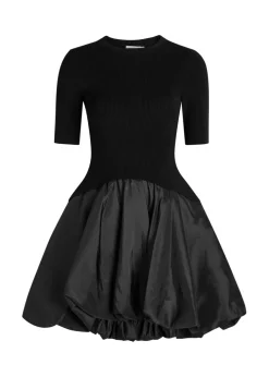 Kenny ribbed-knit and shell mini dress