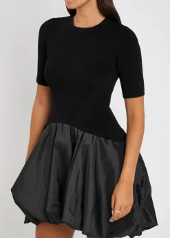 Kenny ribbed-knit and shell mini dress
