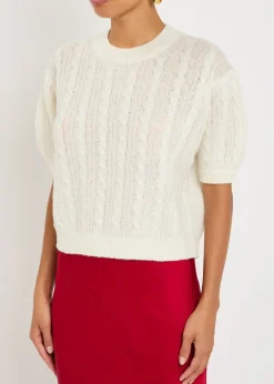 Kenzie cable-knit cashmere and silk-blend top