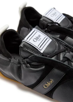 Kick panelled grained leather sneakers