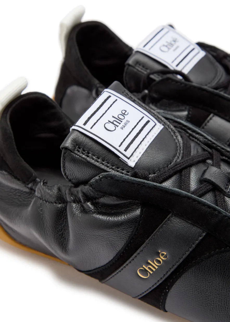 Kick panelled grained leather sneakers