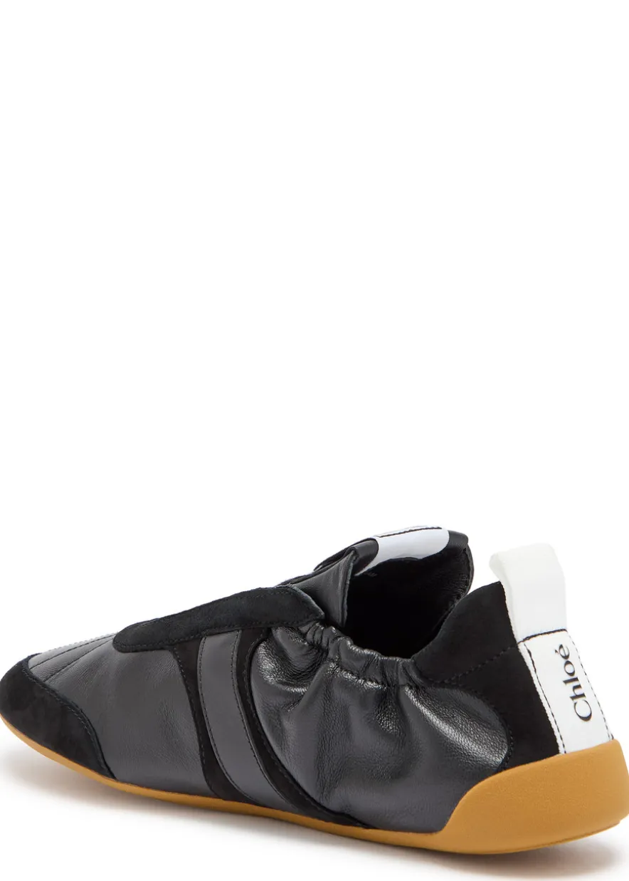 Kick panelled grained leather sneakers