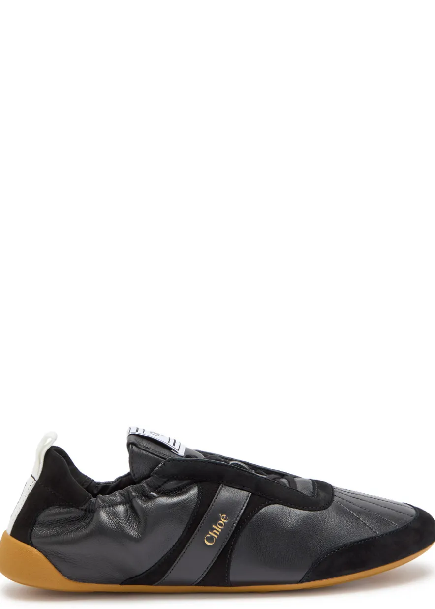 Kick panelled grained leather sneakers
