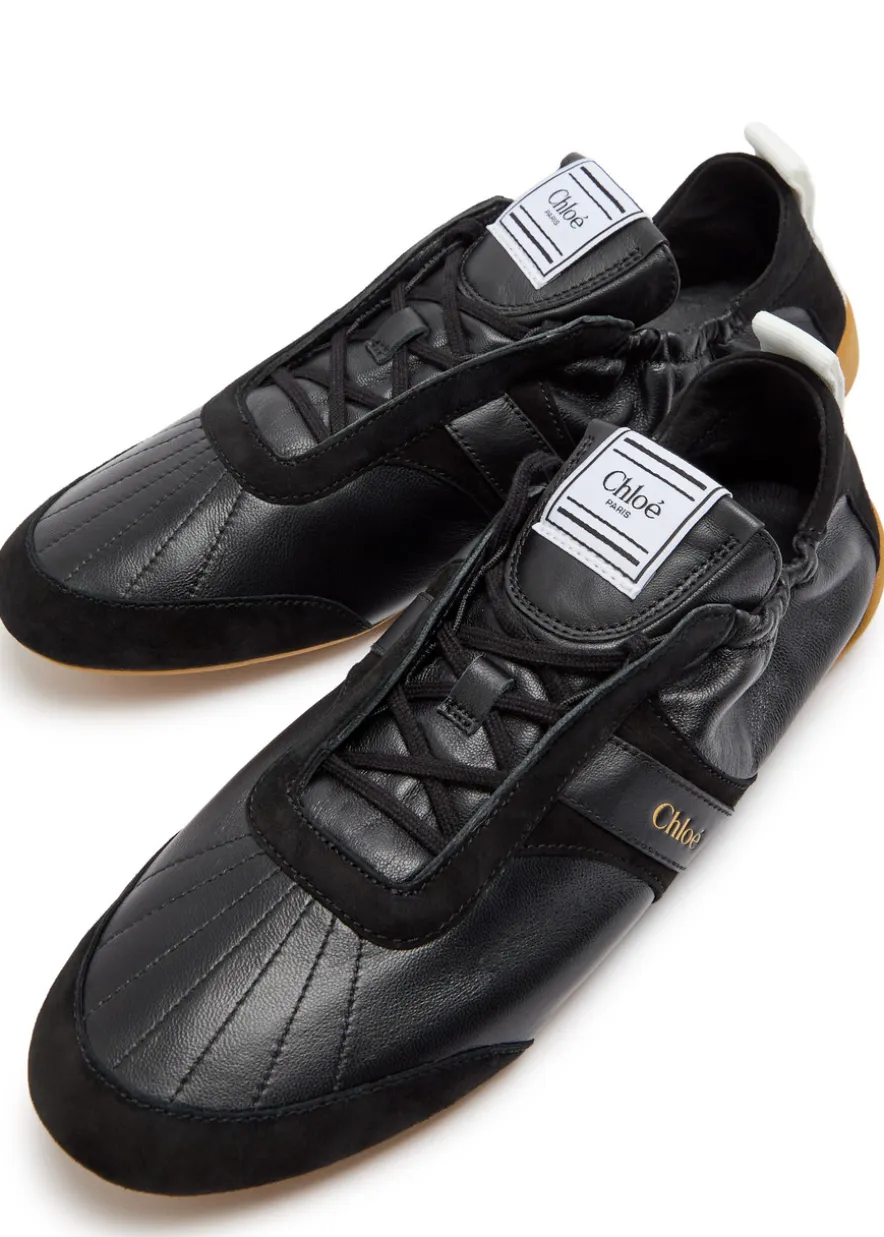 Kick panelled grained leather sneakers
