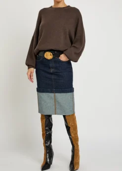Kilian turn-up hem denim skirt