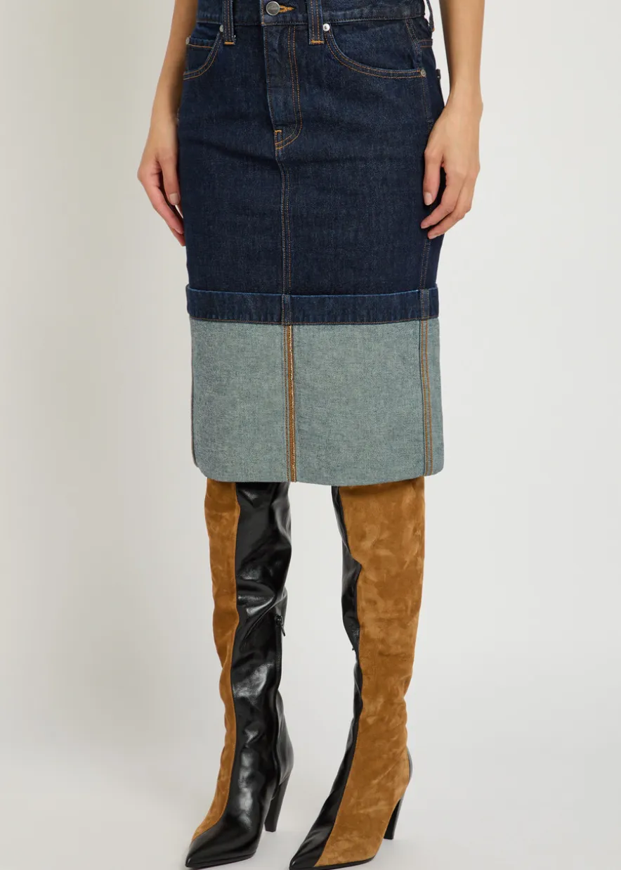 Kilian turn-up hem denim skirt