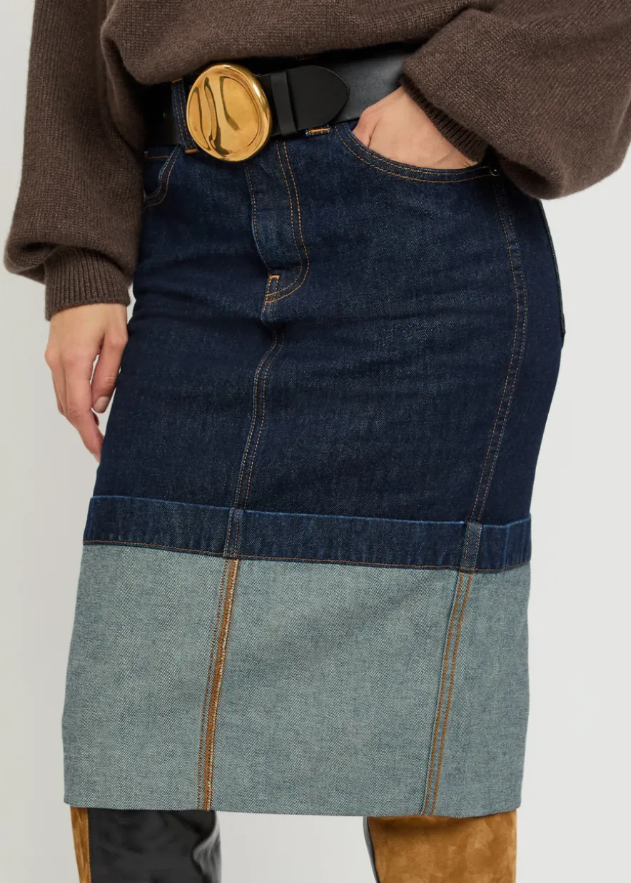 Kilian turn-up hem denim skirt