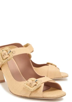 Kimberly 70 double-strap raffia sandals