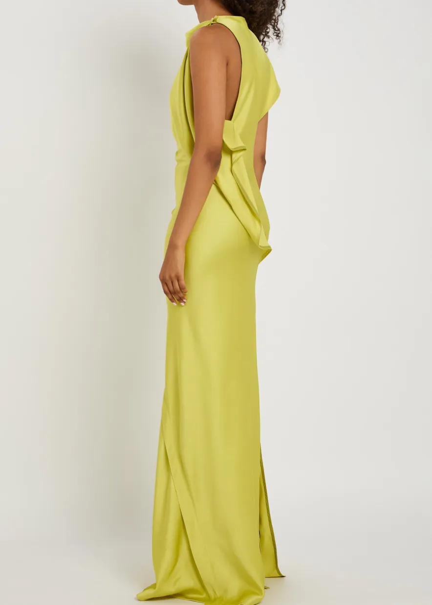 Kira draped satin-crepe gown