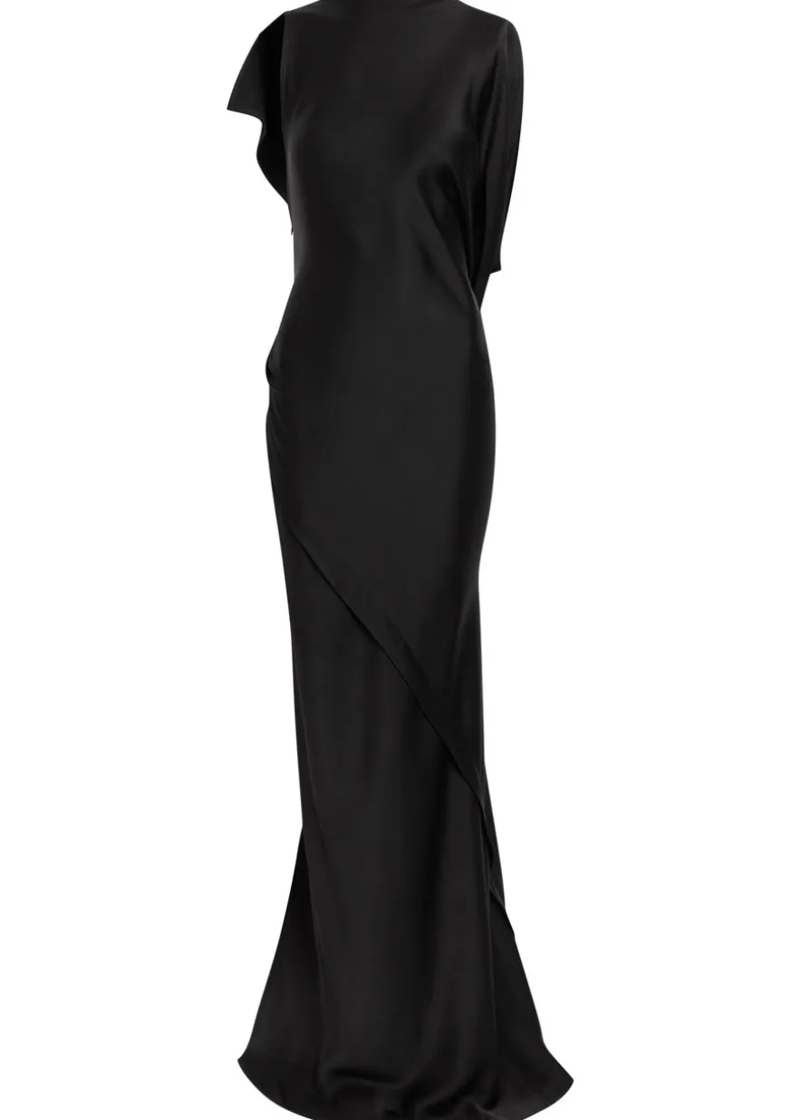 Kira draped satin-crepe gown