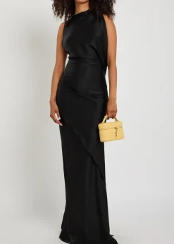 Kira draped satin-crepe gown
