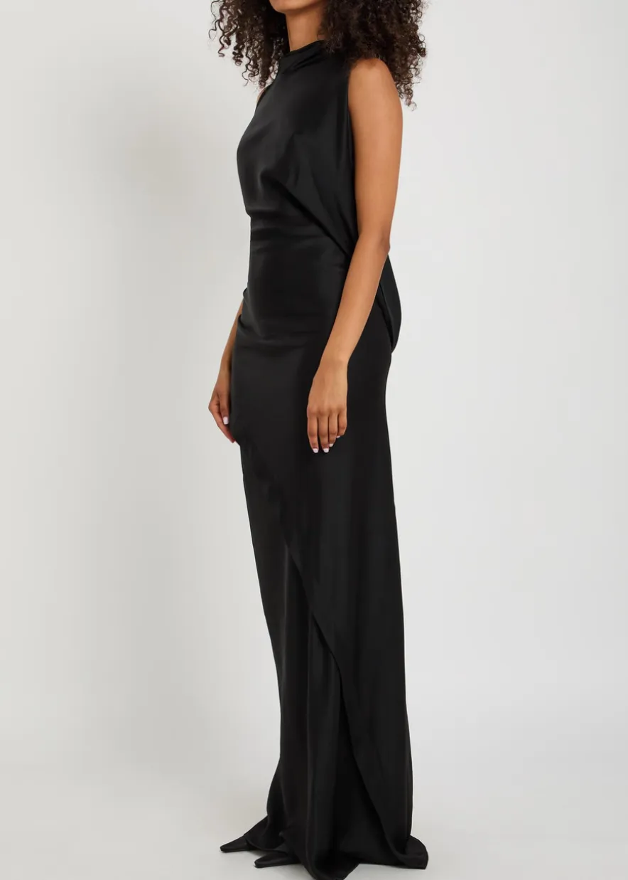 Kira draped satin-crepe gown