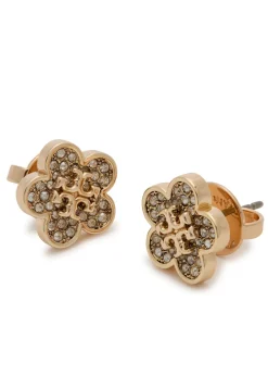 Kira floral pavé 18kt gold-plated stud earrings