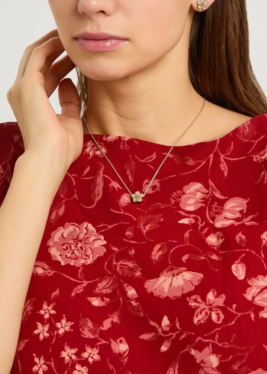 Kira floral pavé 18kt gold-plated stud earrings