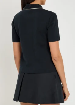 Knit collar cotton polo shirt