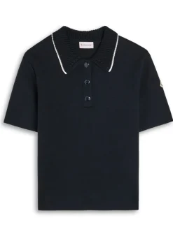 Knit collar cotton polo shirt