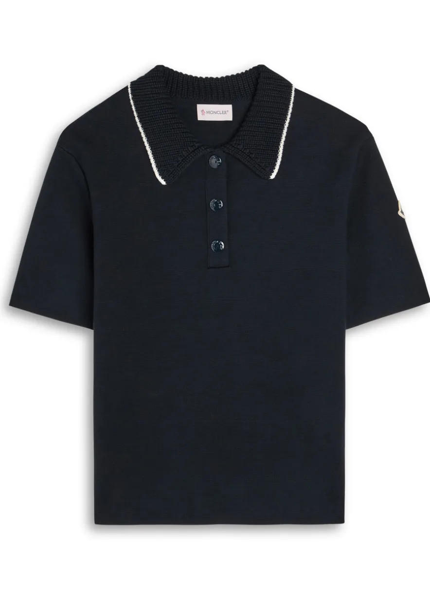Knit collar cotton polo shirt