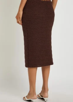 Knit cotton midi skirt