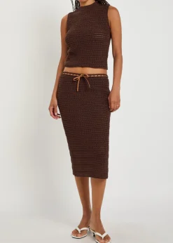 Knit cotton midi skirt
