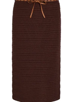 Knit cotton midi skirt