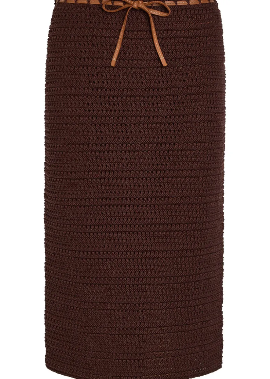 Knit cotton midi skirt
