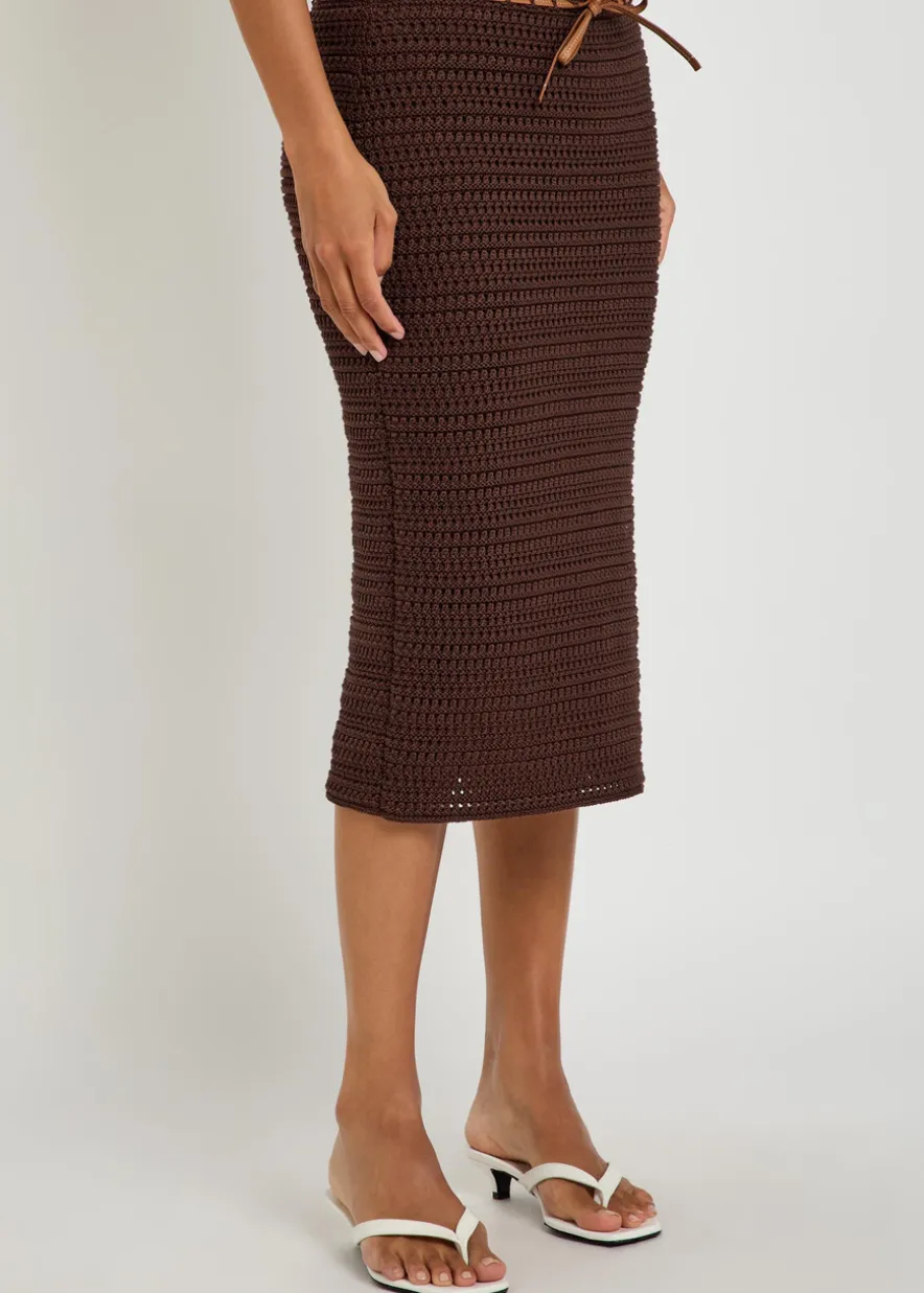 Knit cotton midi skirt