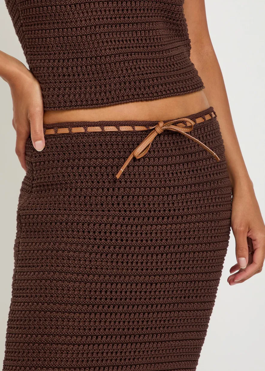 Knit cotton midi skirt