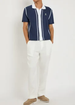 Knit striped cotton-blend shirt
