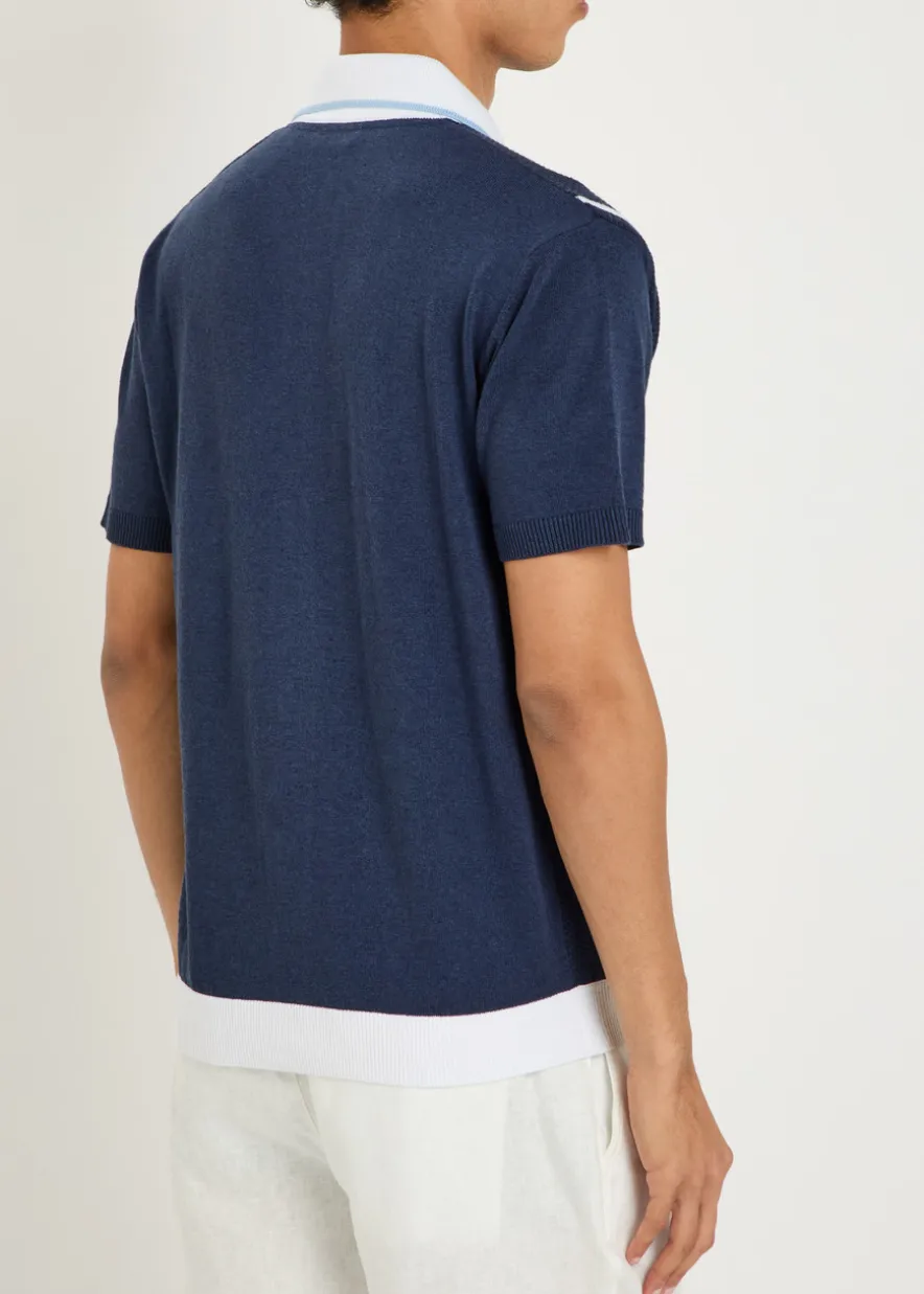 Knit striped cotton-blend shirt