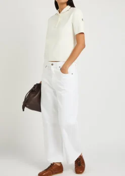 Knit-trim cotton polo shirt