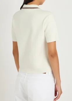 Knit-trim cotton polo shirt