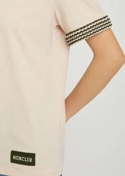 Knit-trimmed cotton T-shirt