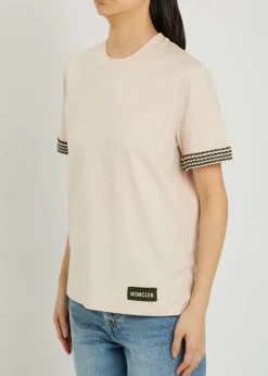 Knit-trimmed cotton T-shirt