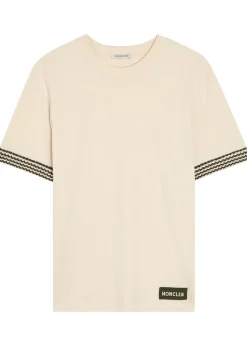 Knit-trimmed cotton T-shirt