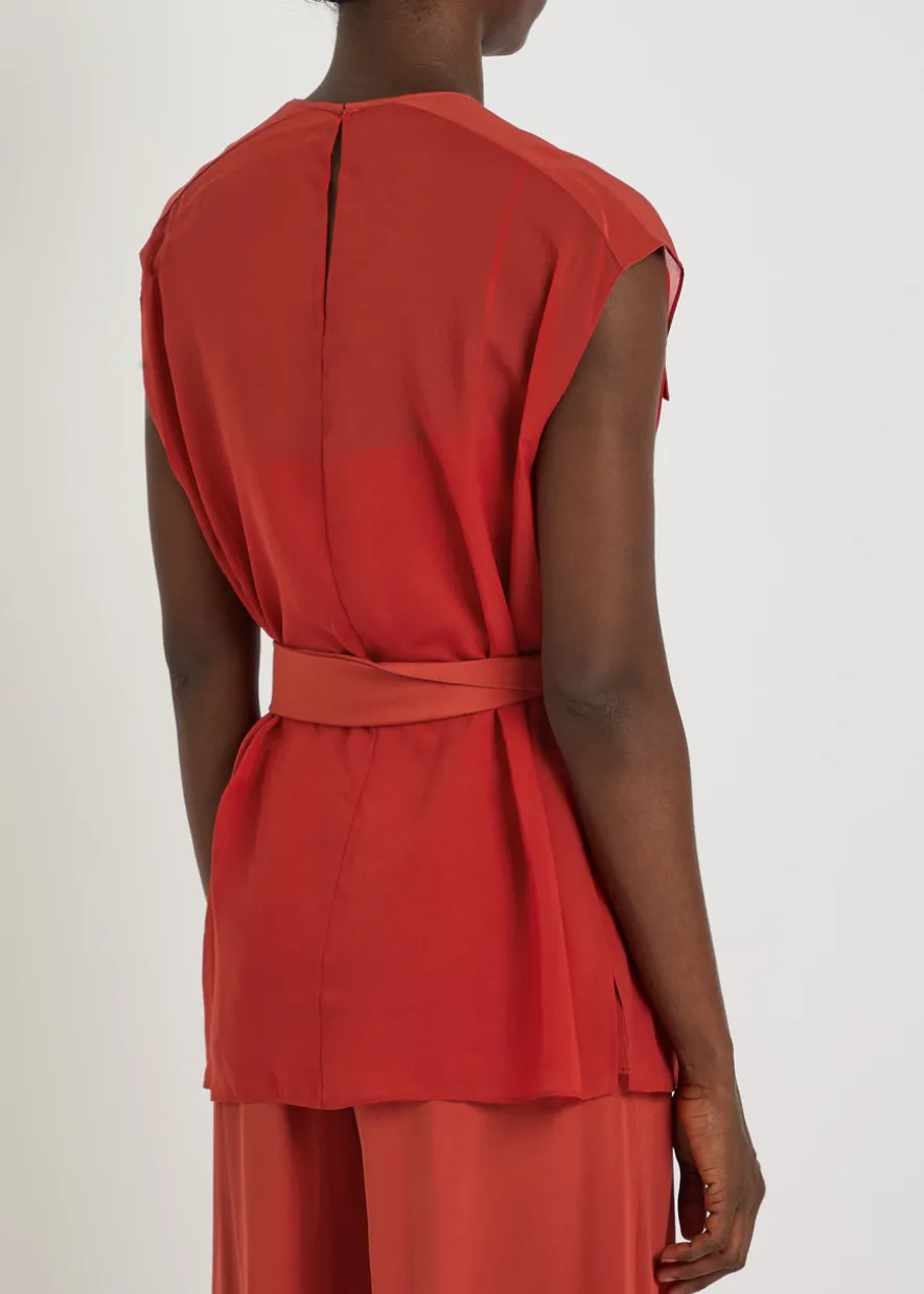 Kniza belted chiffon top