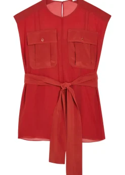 Kniza belted chiffon top