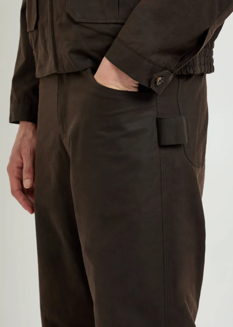 Knolly Brook straight-leg waxed cotton trousers