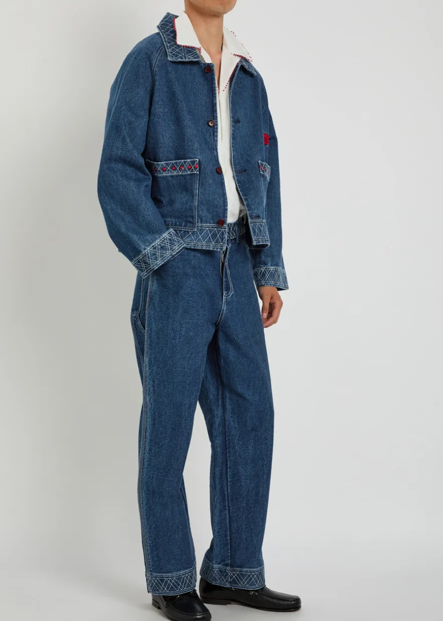 Knolly embroidered straight-leg jeans