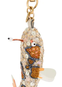 Koi Fish embellished leather and satin bag charm