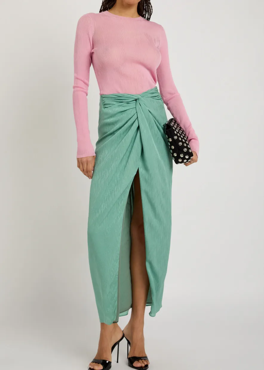 Konik twist silk maxi skirt