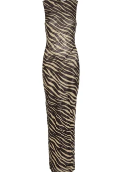Krisa zebra-print mesh maxi dress