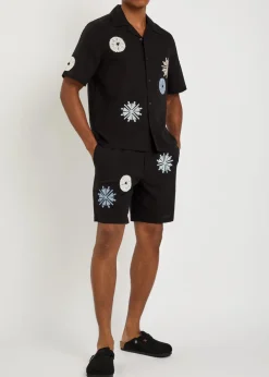 Kurt embroidered cotton and linen-blend shorts