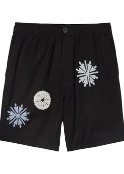 Kurt embroidered cotton and linen-blend shorts