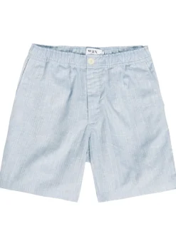 Kurt striped cotton and linen-blend shorts