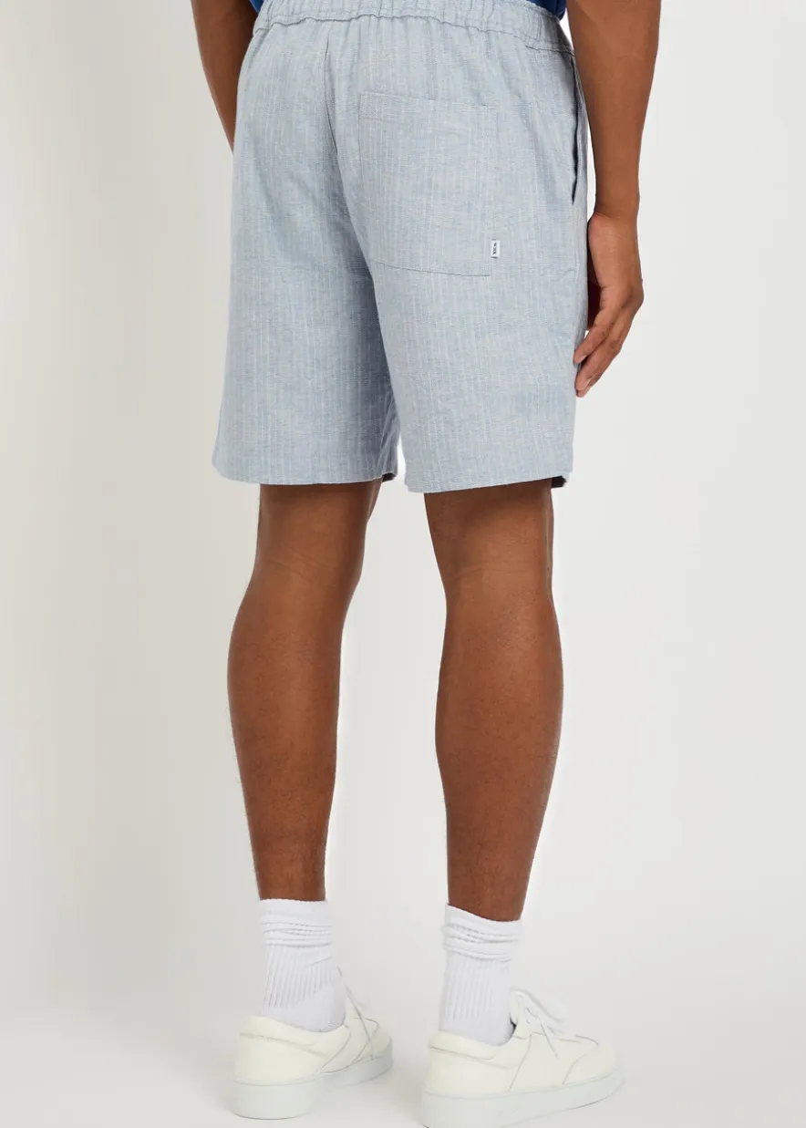 Kurt striped cotton and linen-blend shorts