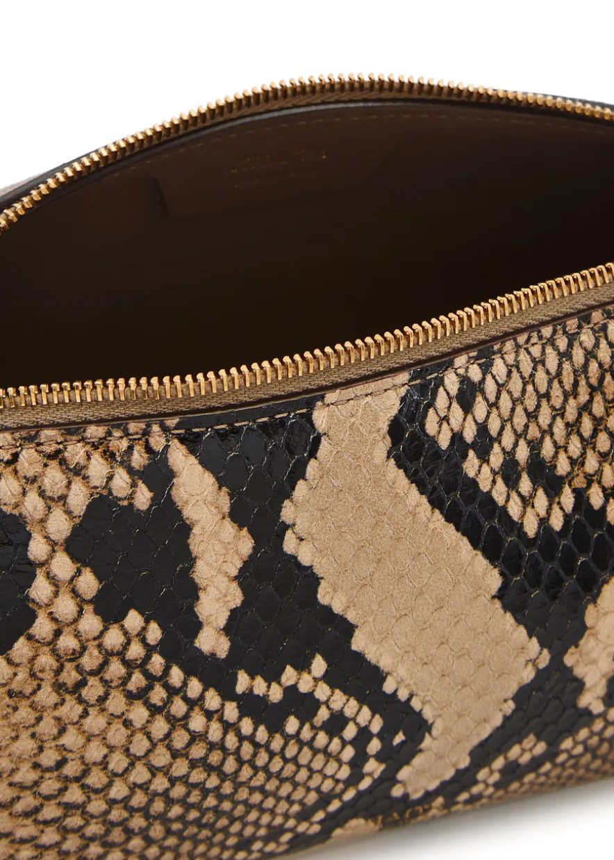 Kye mini snake-effect leather and suede cross-body bag