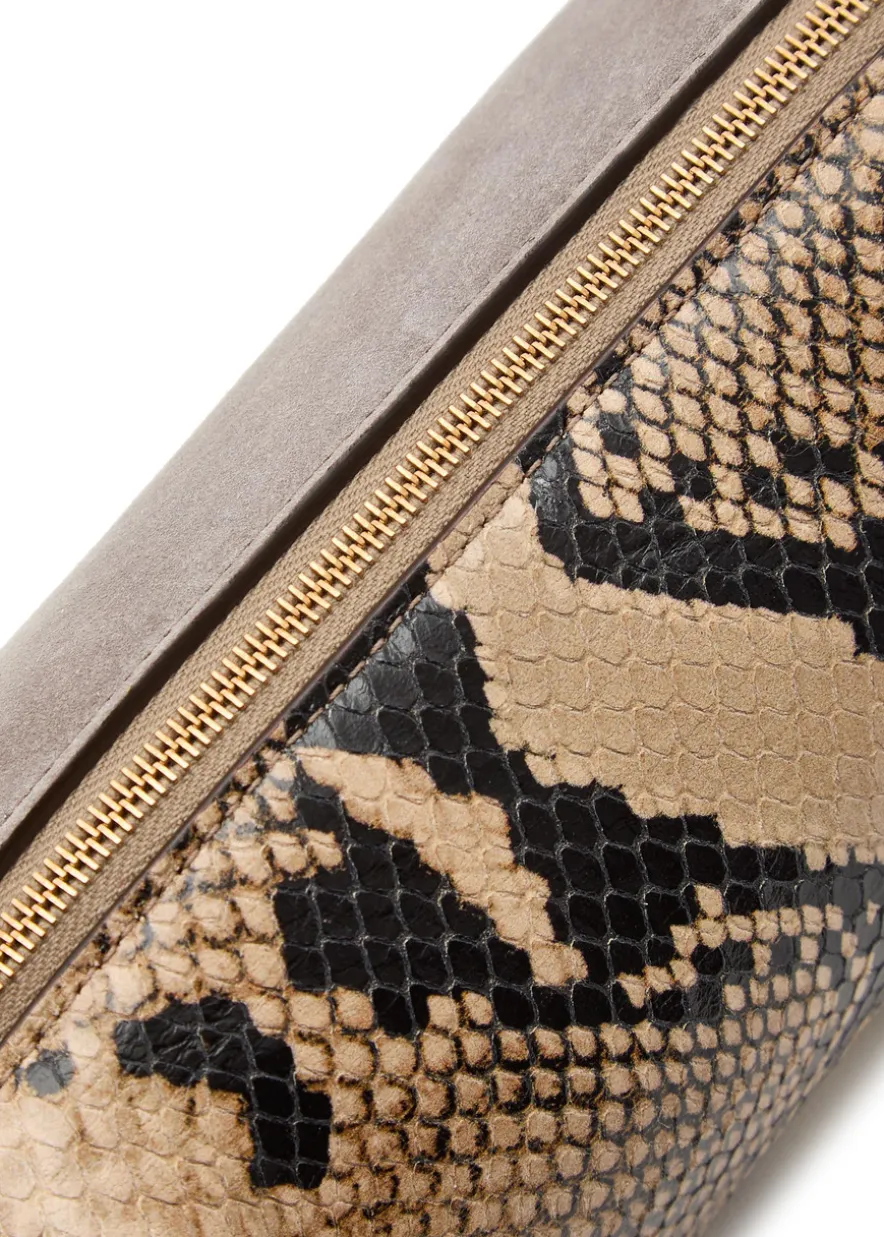 Kye mini snake-effect leather and suede cross-body bag